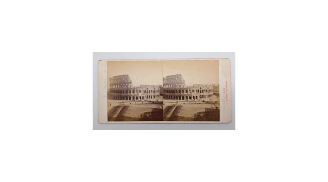 Antieke stereofoto, Colosseum te Rome Fotograaf Alois Beer te Klagenfurt.