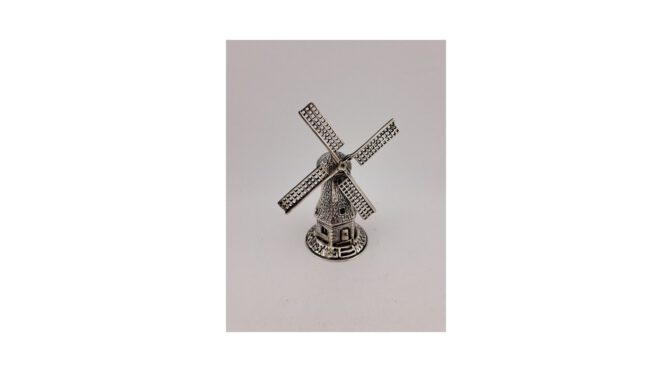 Miniatuur molen, 2e gehalte zilver, van Niekerk, Schoonhoven, jaar 1976 (HZG1653) - Het Wagenwiel Antiek (1a)