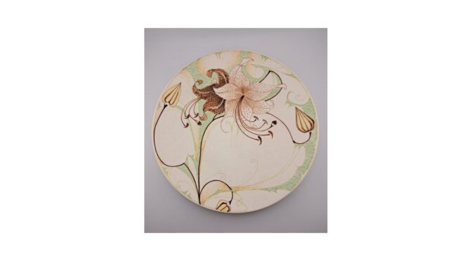 Antiek bord, plateel, Zuid-Holland, Gouda, Charlotte Delchambre, 1909-1914 (HA1004) - Het Wagenwiel Antiek (1a)