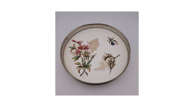 Antieke onderzetter, gentiaan, Jugendstil, ca.1900 (HA1002.03) - Het Wagenwiel Antiek (1a)