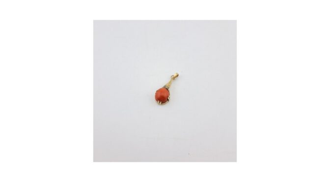 Hanger 14k goud met bloedkoraal (HS1768) - Het Wagenwiel Antiek (1a)