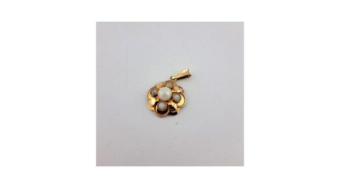 Hanger 14k goud met parels (HS1760) - Het Wagenwiel Antiek (1a)