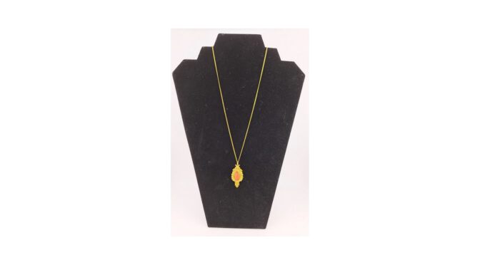 Ketting 9k en antieke 14k hanger met bloedkoraal (HS1762-1693) - Het Wagenwiel Antiek (1a)