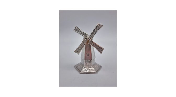 Miniatuur zilver, poldermolen, Hollands, 20e eeuw (HZG1671.17) - Het Wagenwiel Antiek (1a)