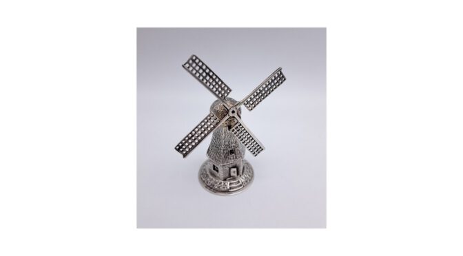 Miniatuur zilver, poldermolen, Hollands, 20e eeuw.