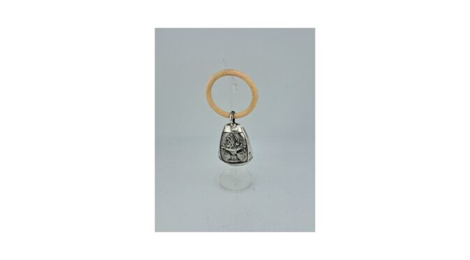 Zilveren rammelaar met bijtring, vaas met bloemen, 20e eeuw (HZG1701.03) - Het Wagenwiel Antiek (1a)