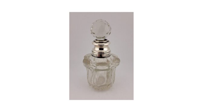 Antieke parfumfles, kristal met zilver, Londen, 1901 (HGL504) - Het Wagenwiel Antiek (1a)