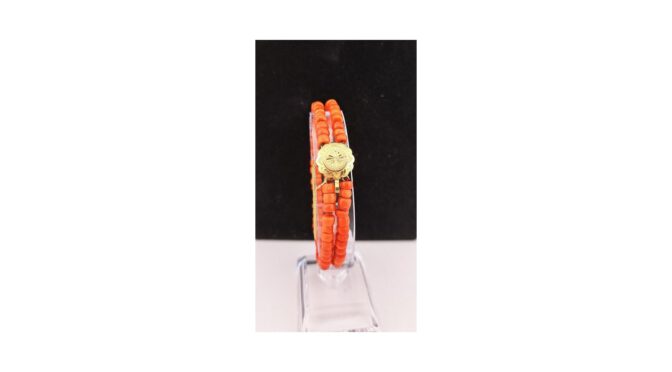 Armband, bloedkoraal met 14k gouden slot (HS1799) - Het Wagenwiel Antiek (1a)