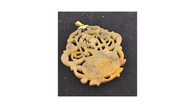Hanger, Jadeiet met 14k goud, Azië (HS1788.02) - Het Wagenwiel Antiek (1a)