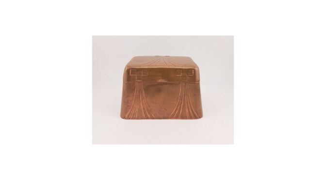 Antieke dekseldoos, koper, W.M.F., Jugendstil, ca.1900 (HDIV1445) - Het Wagenwiel Antiek (1a)