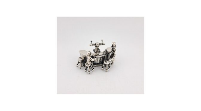 Miniatuur bar, zilver, van Niekerk, Schoonhoven, 1984 (HZG1763.01) - Het Wagenwiel Antiek (1a)