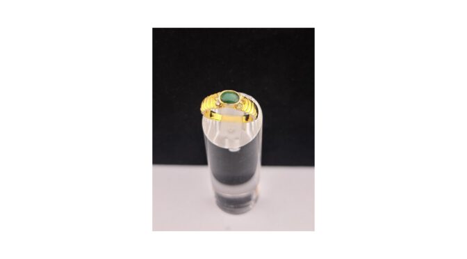 Ring 14k goud met jadeiet en zirkonia's (HS1725.02) - Het Wagenwiel Antiek(1a)