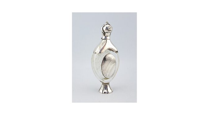Antiek parfumflesje, kristal met zilver, ca.1880-1900 (HZG1747.07) - Het Wagenwiel Antiek (1a)