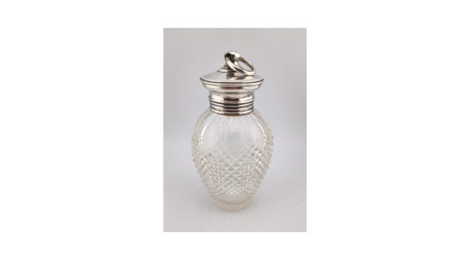 Antieke teacaddy, kristal met zilver, W. Baksteen & C.J. Middendorp, Rotterdam, 1861-1889 (HZG1692.04) - Het Wagenwiel Antiek (1a)