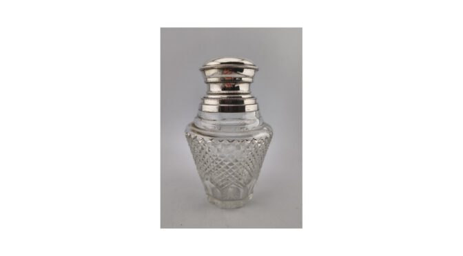 Antieke theebus, kristal met zilver, Hollands, ca.1900 (HZG1692.02) - Het Wagenwiel Antiek (1a)