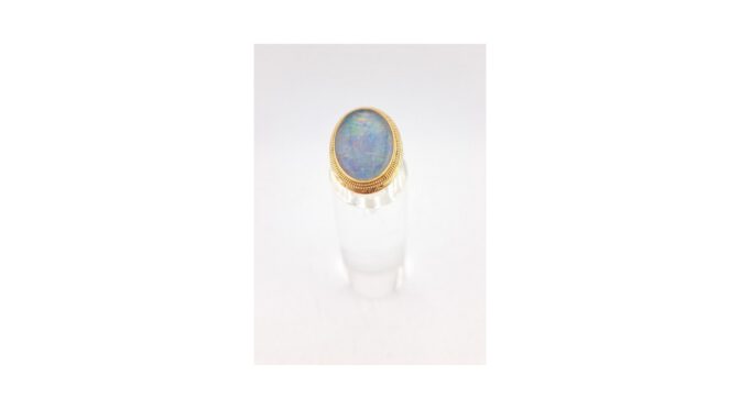 Ring, 14k goud met opaal, Hollands (HS1708) - Het Wagenwiel Antiek (1a)