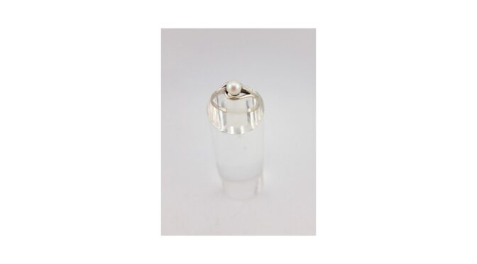 Ring, 14k witgoud met parel (HS1808) - Het Wagenwiel Antiek (1a)