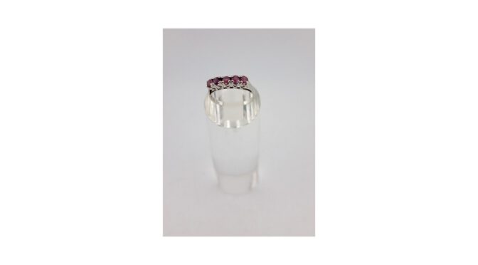 Ring, 14k witgoud met zirkonia, ca.1980 (HS1721) - Het Wagenwiel Antiek (1a)