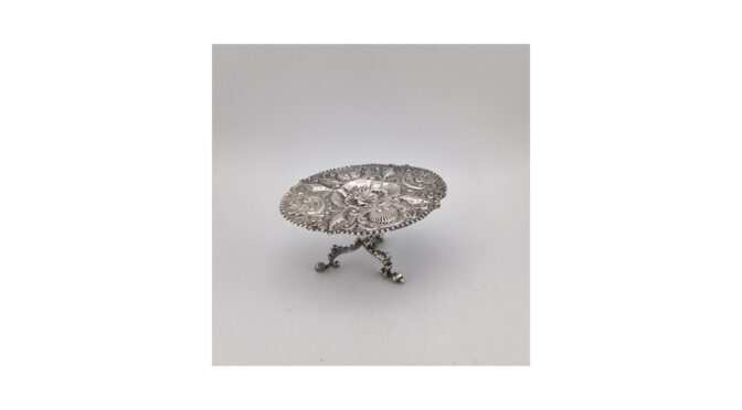 Antiek miniatuur suikertafeltje, zilver, Hollands, ca.1900 (HZG1808) - Het Wagenwiel Antiek (1a)