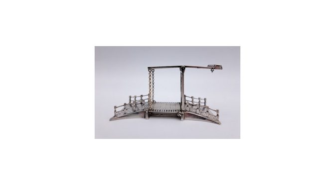 Miniatuur ophaalbrug, zilver, Hollands, ca.1970 (HZG1671.09) - Het Wagenwiel Antiek (1a)