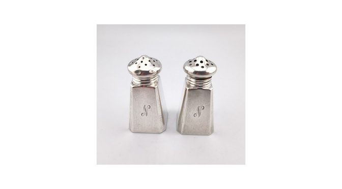 Antieke peper en zout strooiers, zilver, ca.1930 (HZG1495) - Het Wagenwiel Antiek (1a)