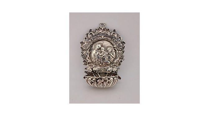 Antieke wijwaterbakje, zilver, Parijs, Frankrijk, 18e eeuw (voor 1791).