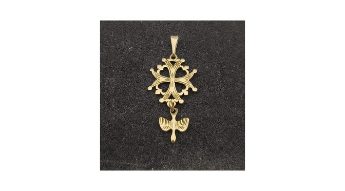 Hanger, 14k goud, Hugenotenkruisje (HS1865.05) - Het Wagenwiel Antiek (1a)