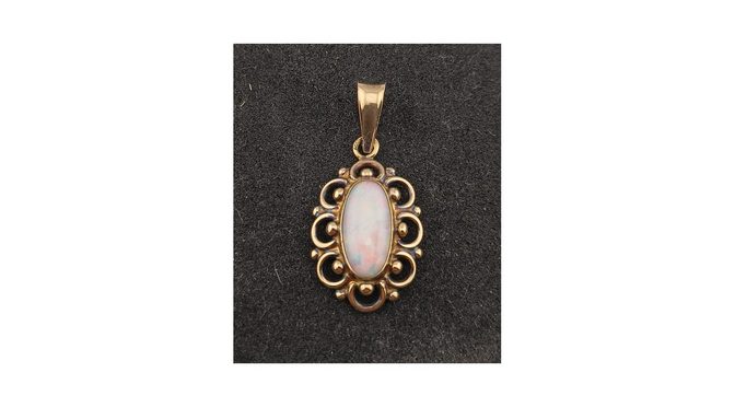 Hanger, 14k goud met opaal (HS1865.04) - Het Wagenwiel Antiek (1a)