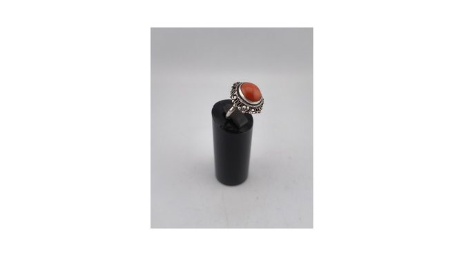 Ring, zilver met bloedkoraal, D.P. Gaillard, Schoonhoven, ca.1950.