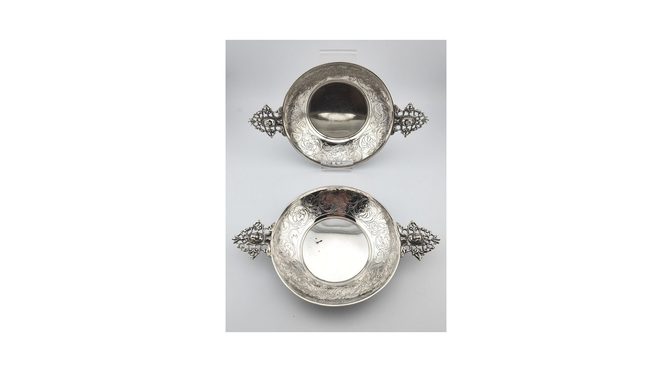 2 Papkommetjes zilver, Zaanse Zilversmederij, Zaandam, jaar 1976.