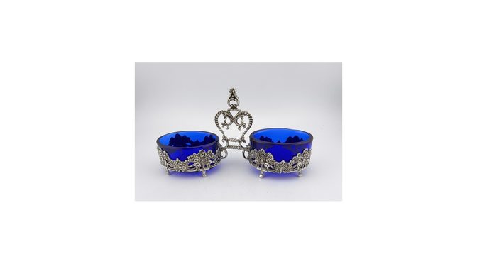 Antiek peper en zoutstel, zilver, ca.1900 (HZG1837) - Het Wagenwiel Antiek (1a)