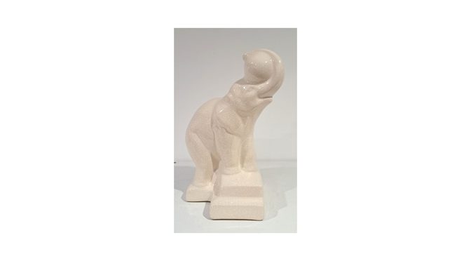 Antiek plastiek, Olifant, craquelé aardewerk, Maison Saint Germain, Frankrijk, Art Deco, ca.1930.