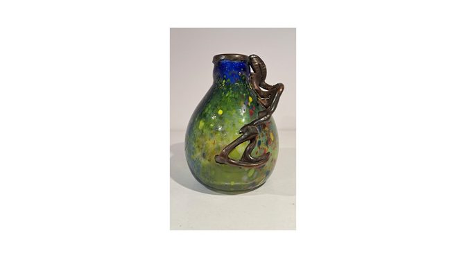 Design vaas, Murano met brons, gesigneerd, Italië, ca.1980.