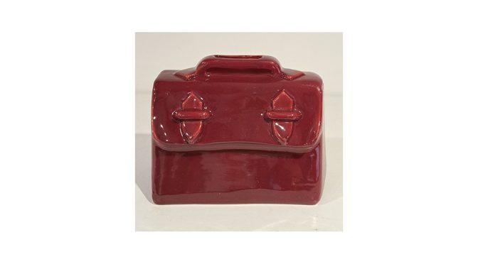 Spaarpot Schooltas, aardewerk, Frankrijk, ca.1950-1960.